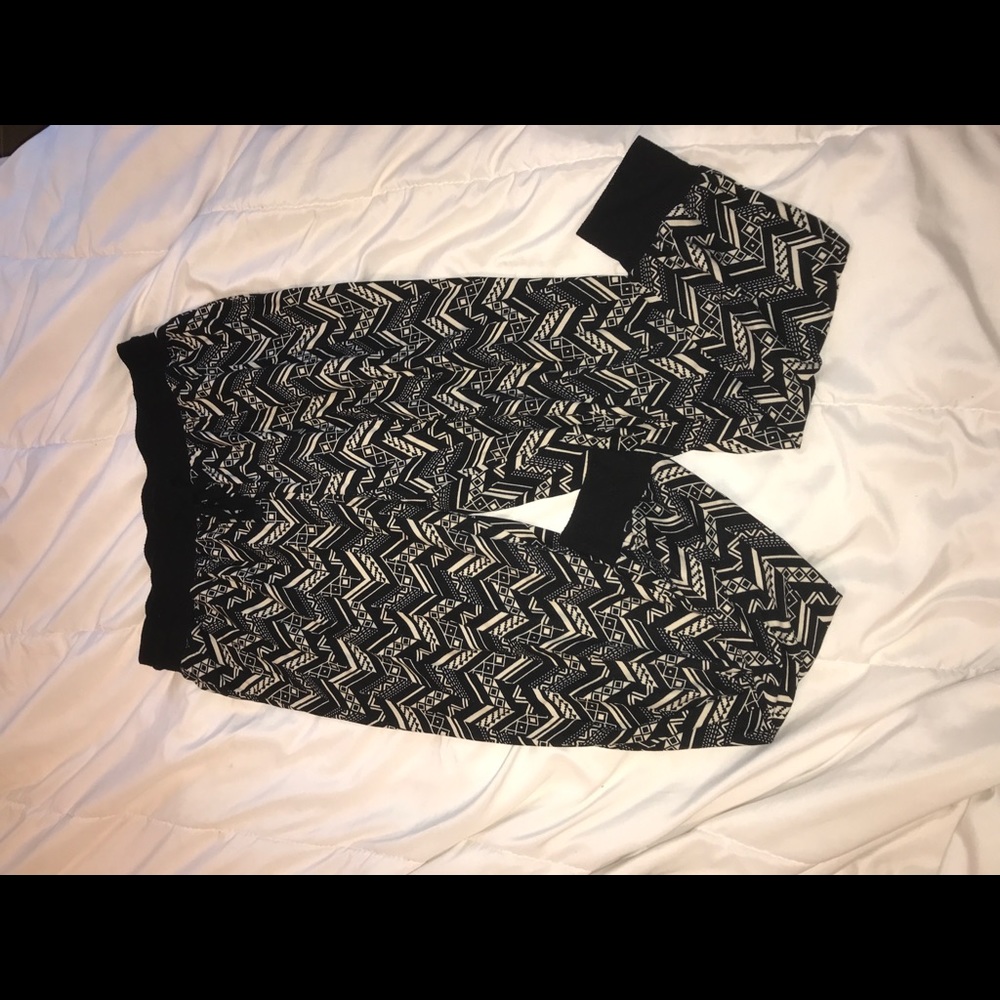 Black and beige joggers